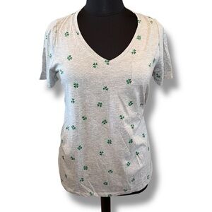 NWT LANE BRYANT Luckiest Clover Graphic Tee - 10/12 Grey/Green